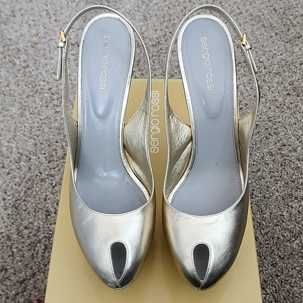 Sergio Rossi Soft Gold Slingback Heels